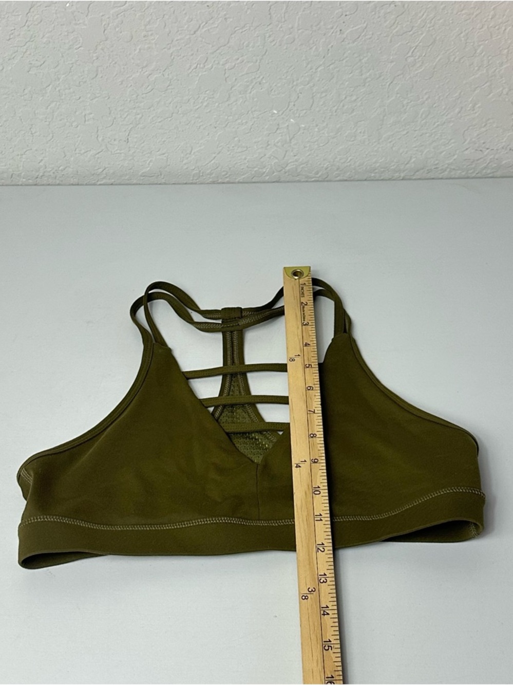 Zyia Active Women’s V-Neck Grid Unpadded Athletic Sports Bra Olive Size Large - Picture 8 of 9